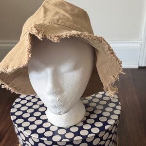 Tan Frayed Edge Sun Hat